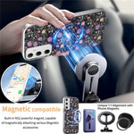 Magnetiskt skal för Samsung Galaxy A37 5G med avtagbar korthållare, blommönster, fallskyddande mobilskal
