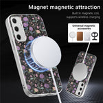 Magnetiskt skal för Samsung Galaxy A37 5G med avtagbar korthållare, blommönster, fallskyddande mobilskal