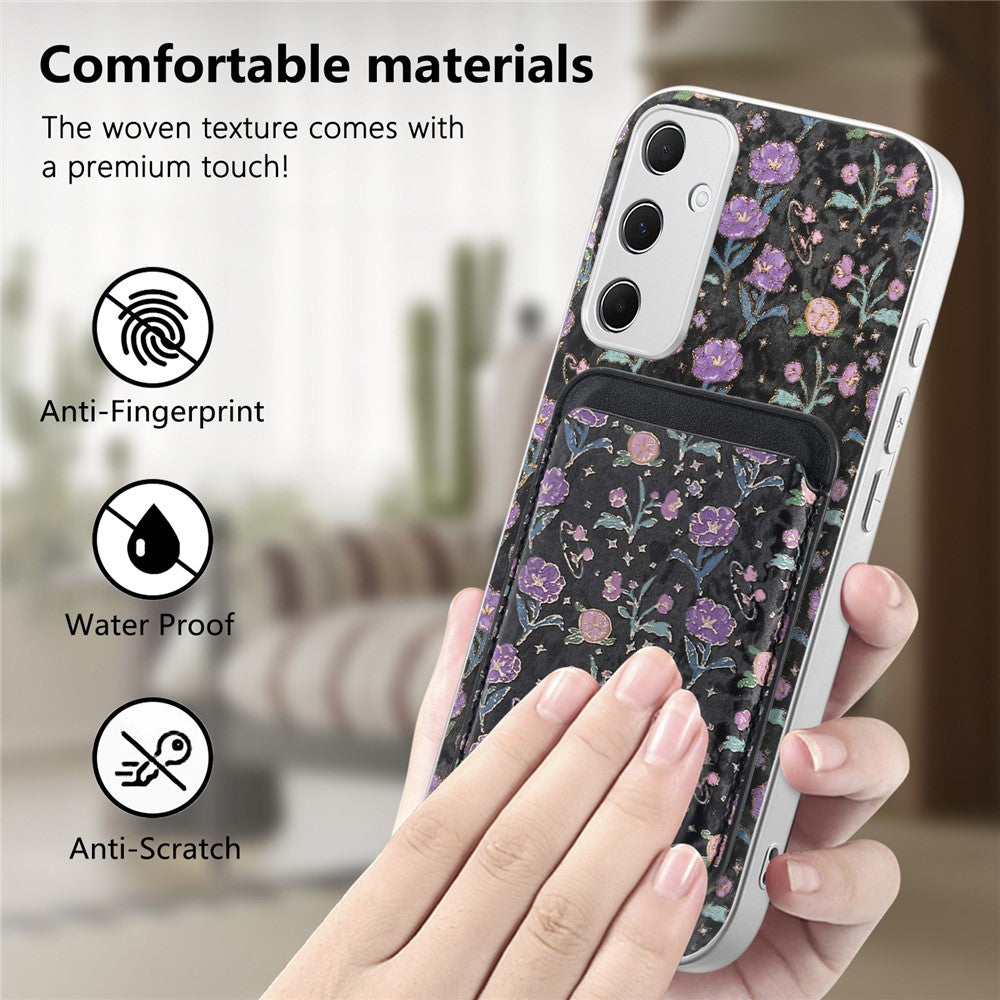 Magnetiskt skal för Samsung Galaxy A37 5G med avtagbar korthållare, blommönster, fallskyddande mobilskal