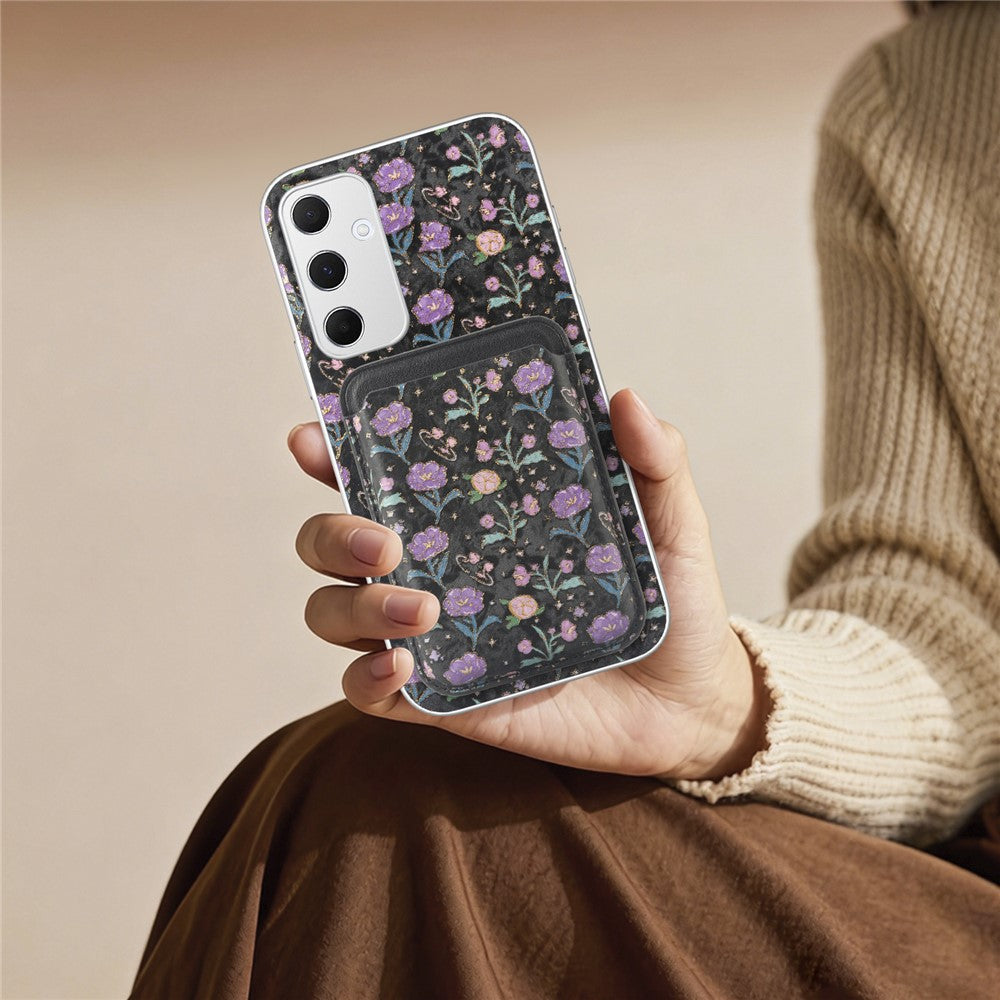 Magnetiskt skal för Samsung Galaxy A37 5G med avtagbar korthållare, blommönster, fallskyddande mobilskal