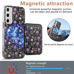 Magnetiskt skal för Samsung Galaxy A37 5G med avtagbar korthållare, blommönster, fallskyddande mobilskal