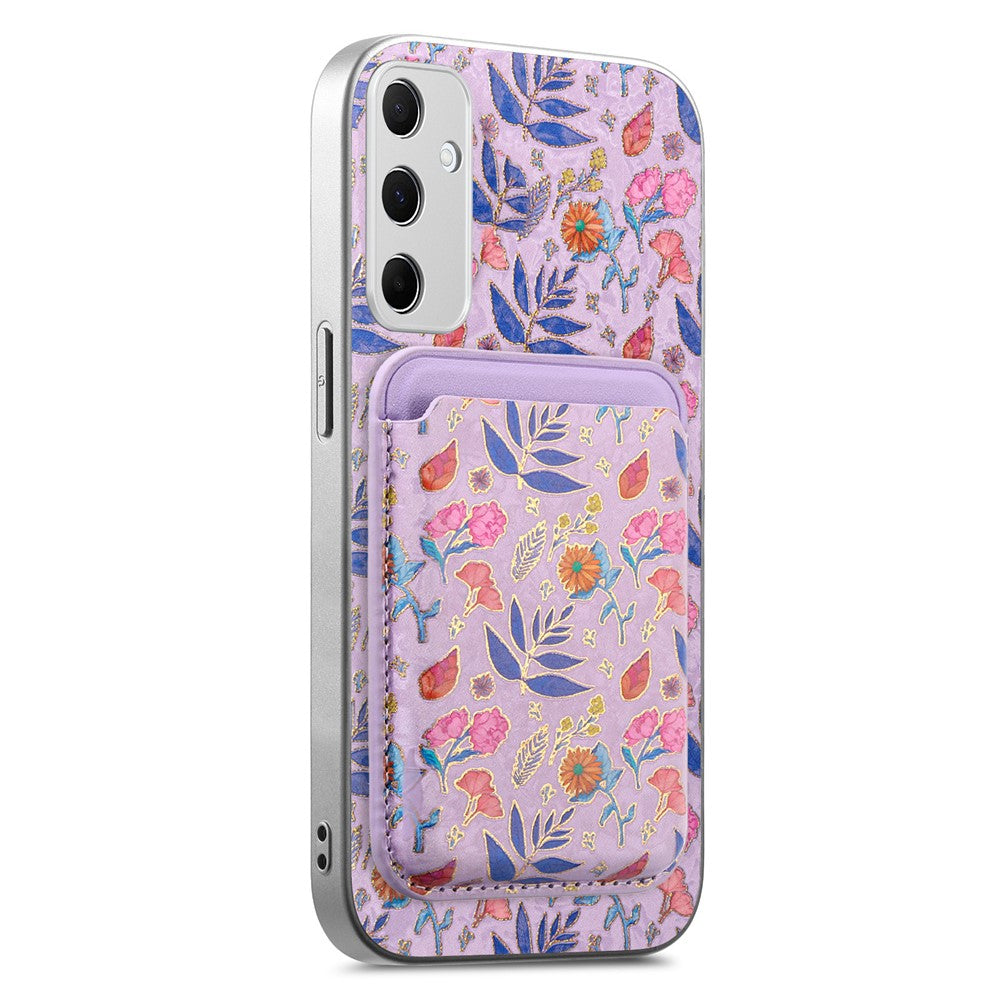 Magnetiskt skal för Samsung Galaxy A37 5G med avtagbar korthållare, blommönster, fallskyddande mobilskal