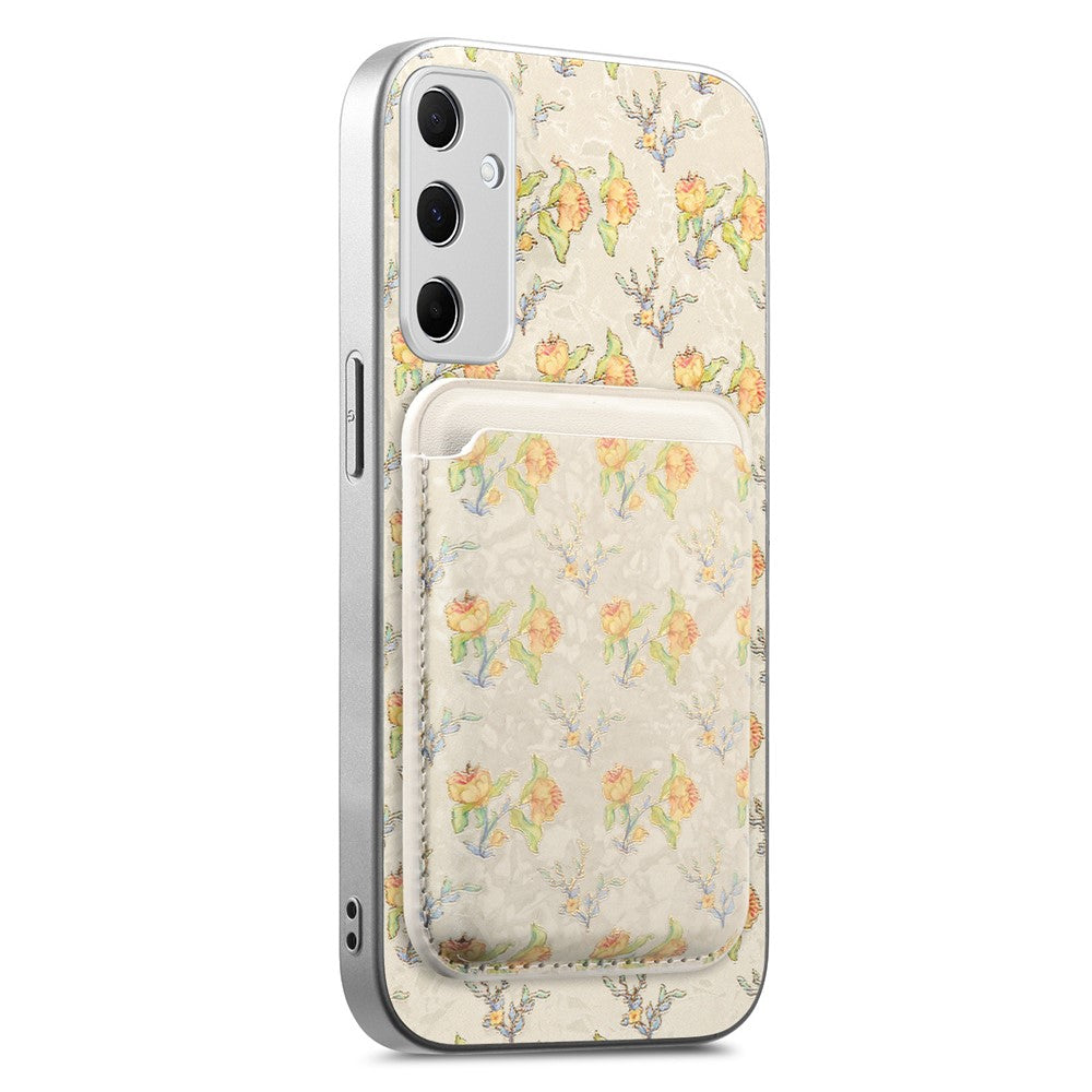 Magnetiskt skal för Samsung Galaxy A37 5G med avtagbar korthållare, blommönster, fallskyddande mobilskal