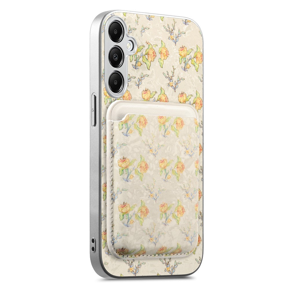 Magnetiskt skal för Samsung Galaxy A57 5G med avtagbar korthållare, blommönster, fallskyddande mobilskal