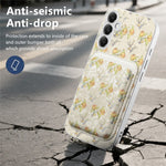 Magnetiskt skal för Samsung Galaxy A57 5G med avtagbar korthållare, blommönster, fallskyddande mobilskal