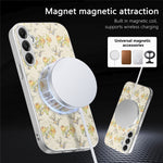 Magnetiskt skal för Samsung Galaxy A57 5G med avtagbar korthållare, blommönster, fallskyddande mobilskal