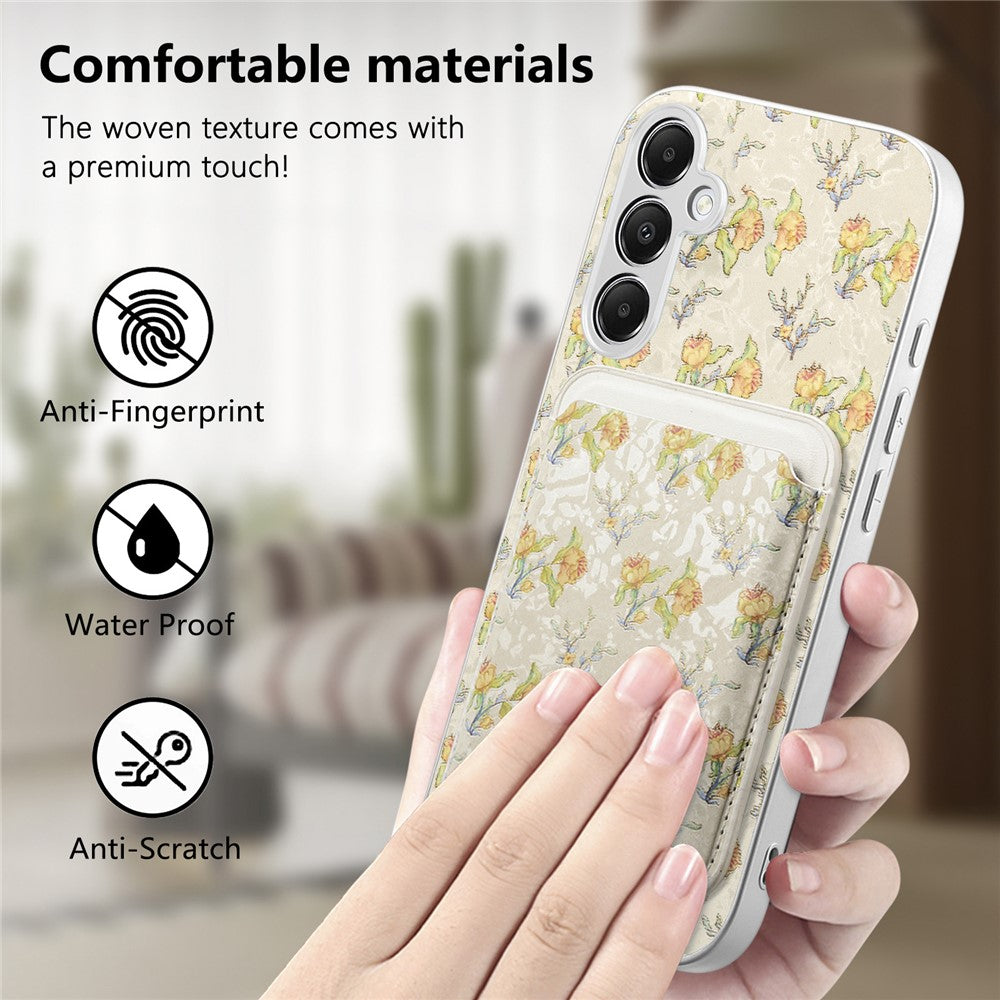 Magnetiskt skal för Samsung Galaxy A57 5G med avtagbar korthållare, blommönster, fallskyddande mobilskal