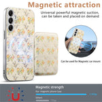 Magnetiskt skal för Samsung Galaxy A57 5G med avtagbar korthållare, blommönster, fallskyddande mobilskal