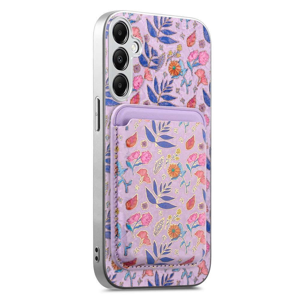 Magnetiskt skal för Samsung Galaxy A57 5G med avtagbar korthållare, blommönster, fallskyddande mobilskal