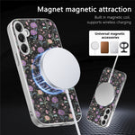 Magnetiskt skal för Samsung Galaxy A36 5G med avtagbar korthållare, blommönster, fallskyddande mobilskal