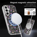 Magnetiskt skal med avtagbar korthållare, blommönster, fallskyddande mobilskal för Samsung Galaxy S26+