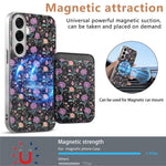 Magnetiskt skal med avtagbar korthållare, blommönster, fallskyddande mobilskal för Samsung Galaxy S26+