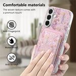 Magnetisk cover til Samsung Galaxy S25 med aftagelig kortholder, blomstermønster og stødsikkert mobilcover