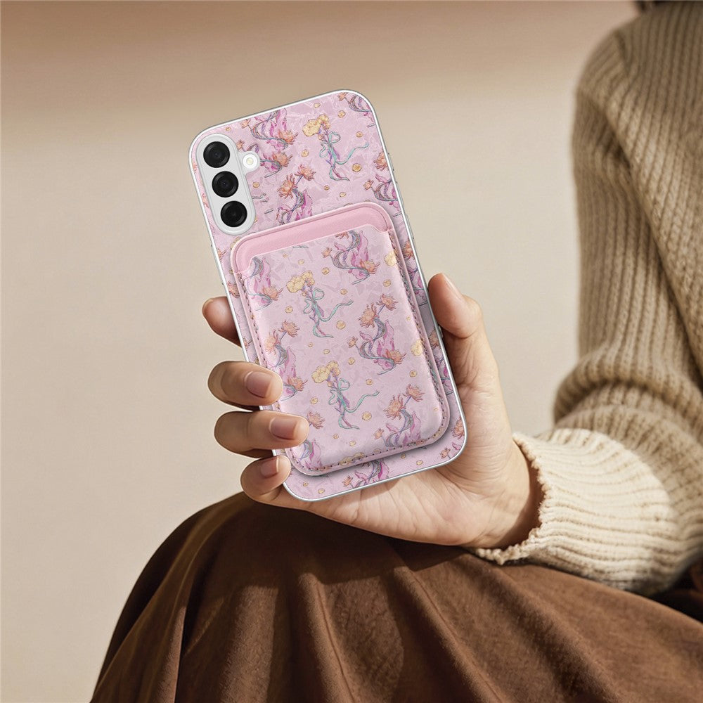 Magnetisk cover til Samsung Galaxy S25 med aftagelig kortholder, blomstermønster og stødsikkert mobilcover