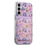 Magnetisk cover til Samsung Galaxy S25 med aftagelig kortholder, blomstermønster og stødsikkert mobilcover
