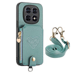 For Xiaomi Redmi Note 15 Pro 5G (Global) Case Card Holder Zipper Pocket Heart Pattern Leather Phone Back Cover with Crossbody Strap