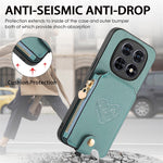 For Xiaomi Redmi Note 15 5G (Global) / Poco M8 5G Case Card Holder Zipper Pocket Heart Pattern Leather Phone Back Cover with Crossbody Strap