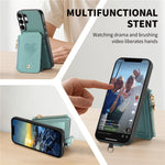 For Samsung Galaxy S25 Ultra Case Card Holder Zipper Pocket Heart Pattern Leather Phone Back Cover with Crossbody Strap