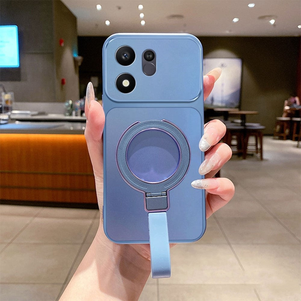 Til Honor 600 Smart 5G / X7e Plus 5G Magnetisk Etui Håndrem Ring Kickstand Metallisk Finish TPU Telefoncover