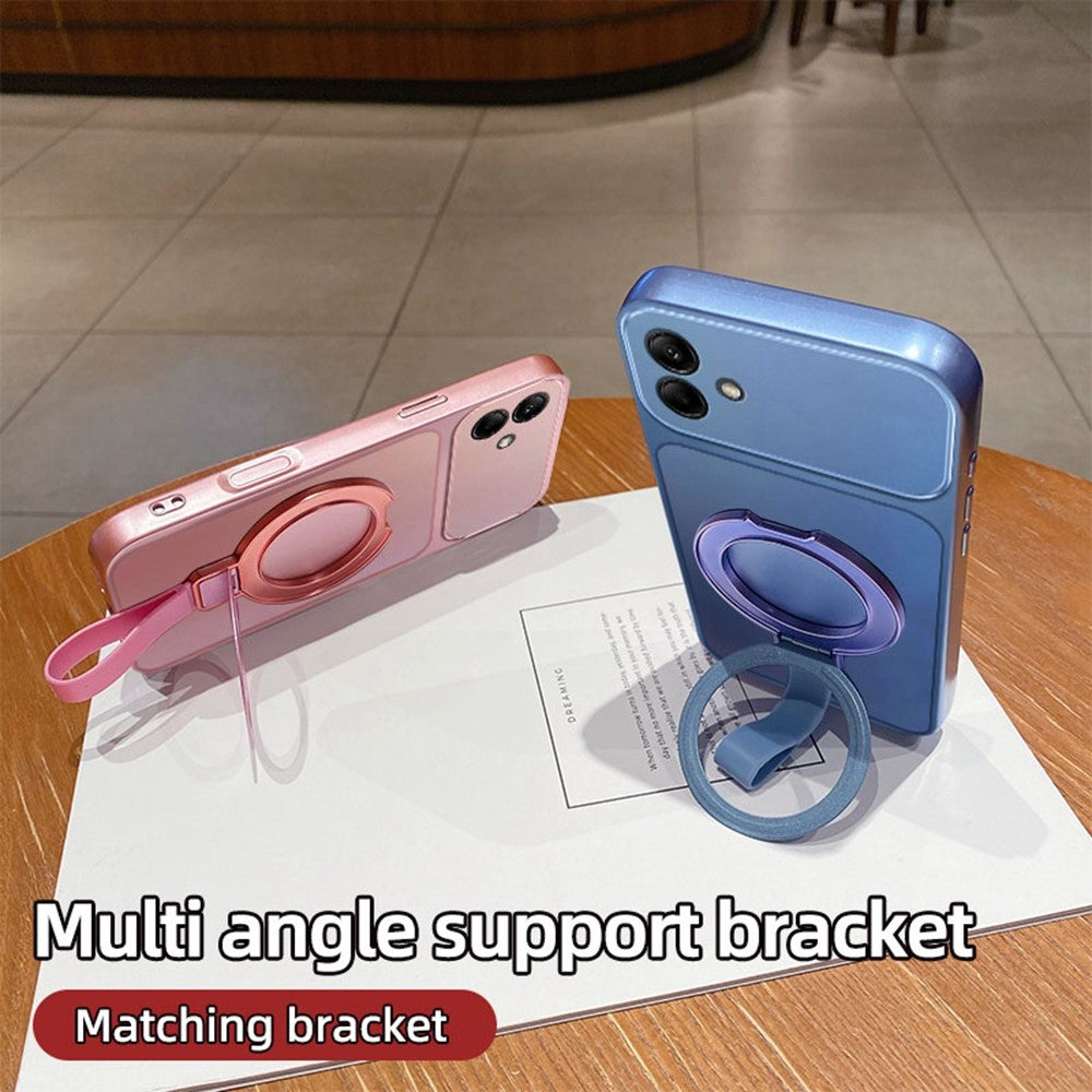 Magnetisk cover til Samsung Galaxy A08 4G / A08 5G / A07 4G / A07s 4G / A07 5G med håndledsremring, støtte, metallisk finish og TPU-mobilcover