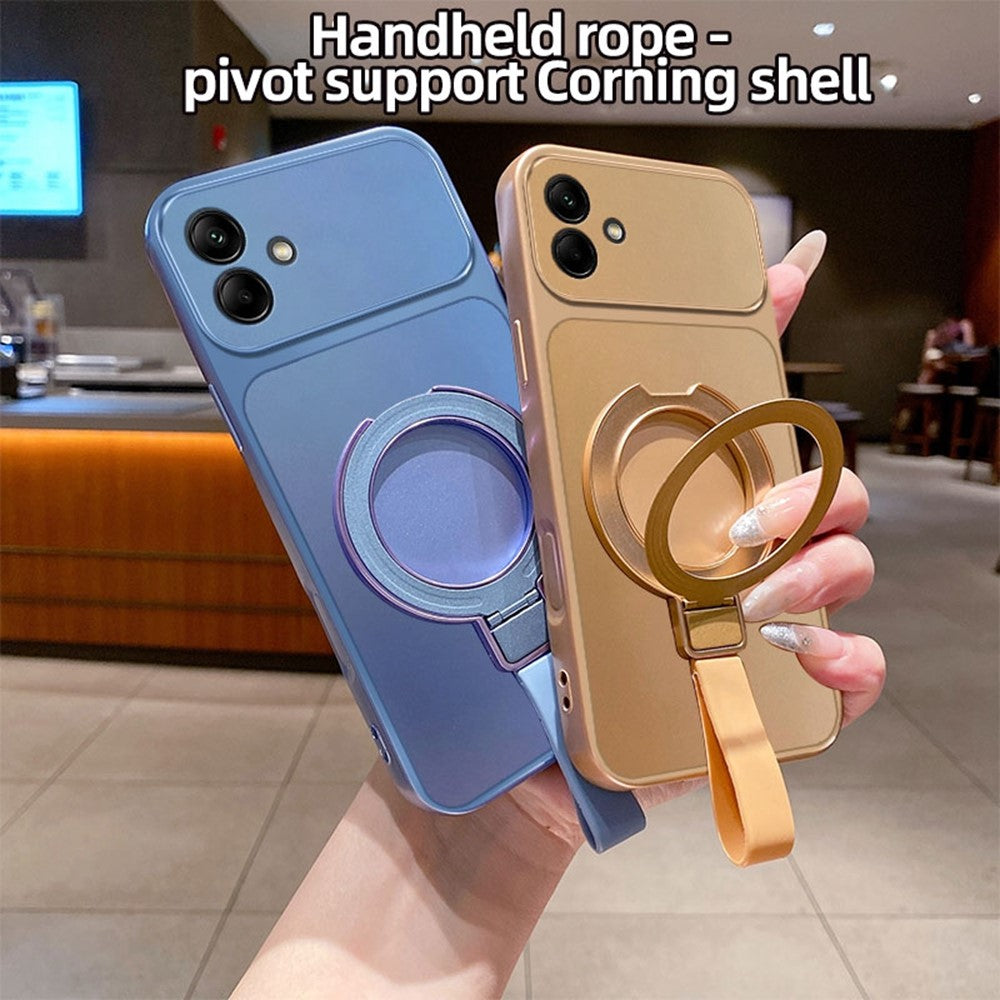 Magnetisk cover til Samsung Galaxy A08 4G / A08 5G / A07 4G / A07s 4G / A07 5G med håndledsremring, støtte, metallisk finish og TPU-mobilcover