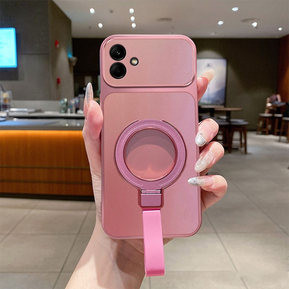 Magnetisk cover til Samsung Galaxy A08 4G / A08 5G / A07 4G / A07s 4G / A07 5G med håndledsremring, støtte, metallisk finish og TPU-mobilcover