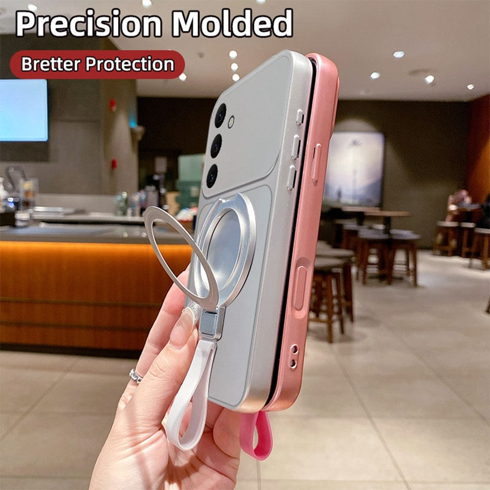Samsung Galaxy A57 5G Magnetiskt Skal Handrem Ring Stöd Metallisk Finish TPU mobilskal