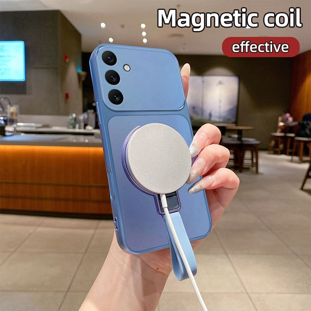 Samsung Galaxy A57 5G Magnetiskt Skal Handrem Ring Stöd Metallisk Finish TPU mobilskal