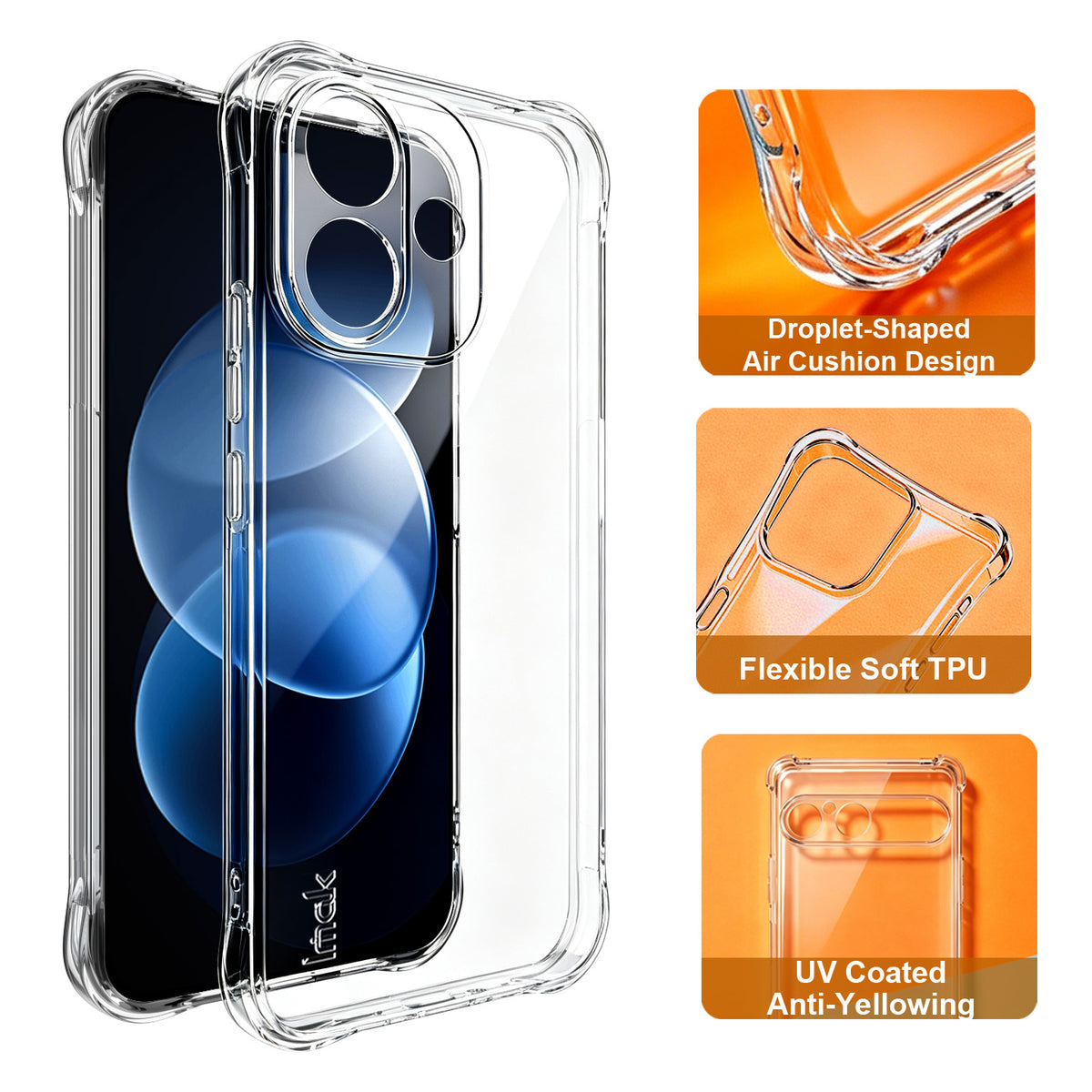 IMAK för Xiaomi Redmi Note 17 Pro 5G-skal TPU-mobilskydd Airbag Stötsäkert Skydd