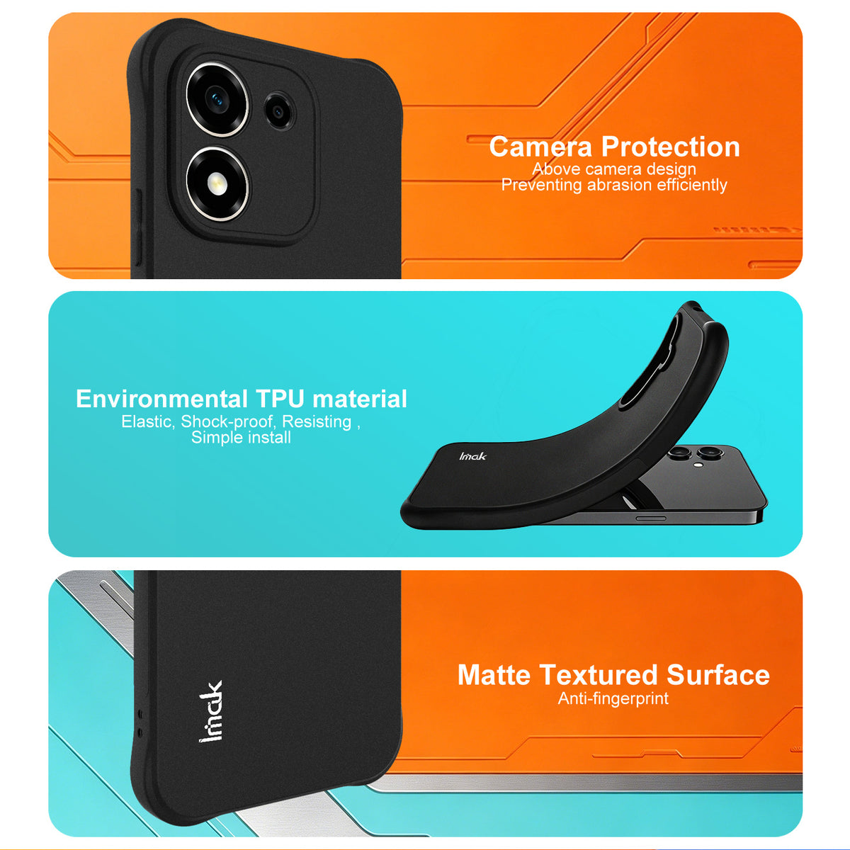 IMAK til Honor X7e Plus 4G / Honor X7e Plus 5G / Honor 600 Smart 5G Cover TPU Telefoncover Airbag Stødabsorberende Beskyttelse