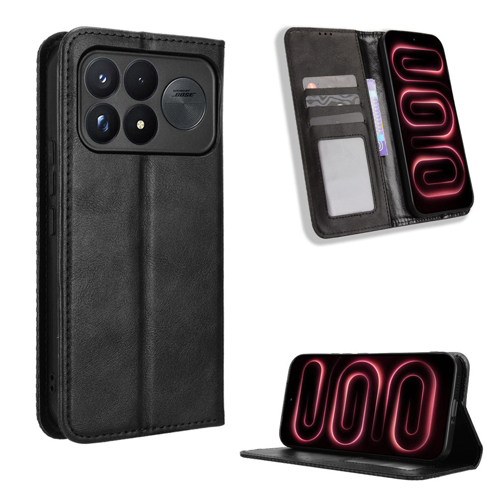Xiaomi Redmi K100 Pro Max 5G (Kina) / Xiaomi Poco F9 Ultra 5G Läderfodral Plånboksfodral Retro Textur mobilskal