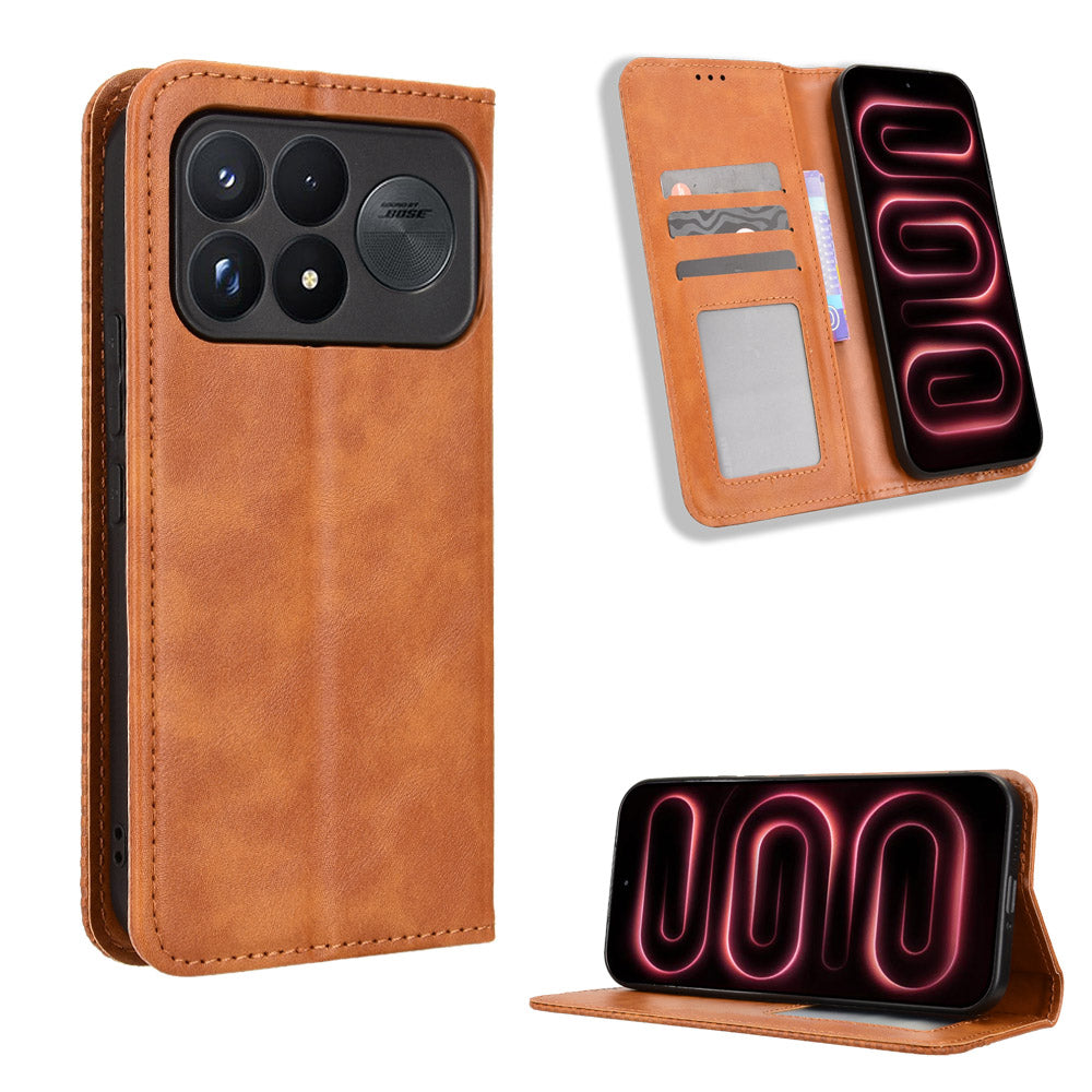 Xiaomi Redmi K100 Pro Max 5G (Kina) / Xiaomi Poco F9 Ultra 5G Läderfodral Plånboksfodral Retro Textur mobilskal