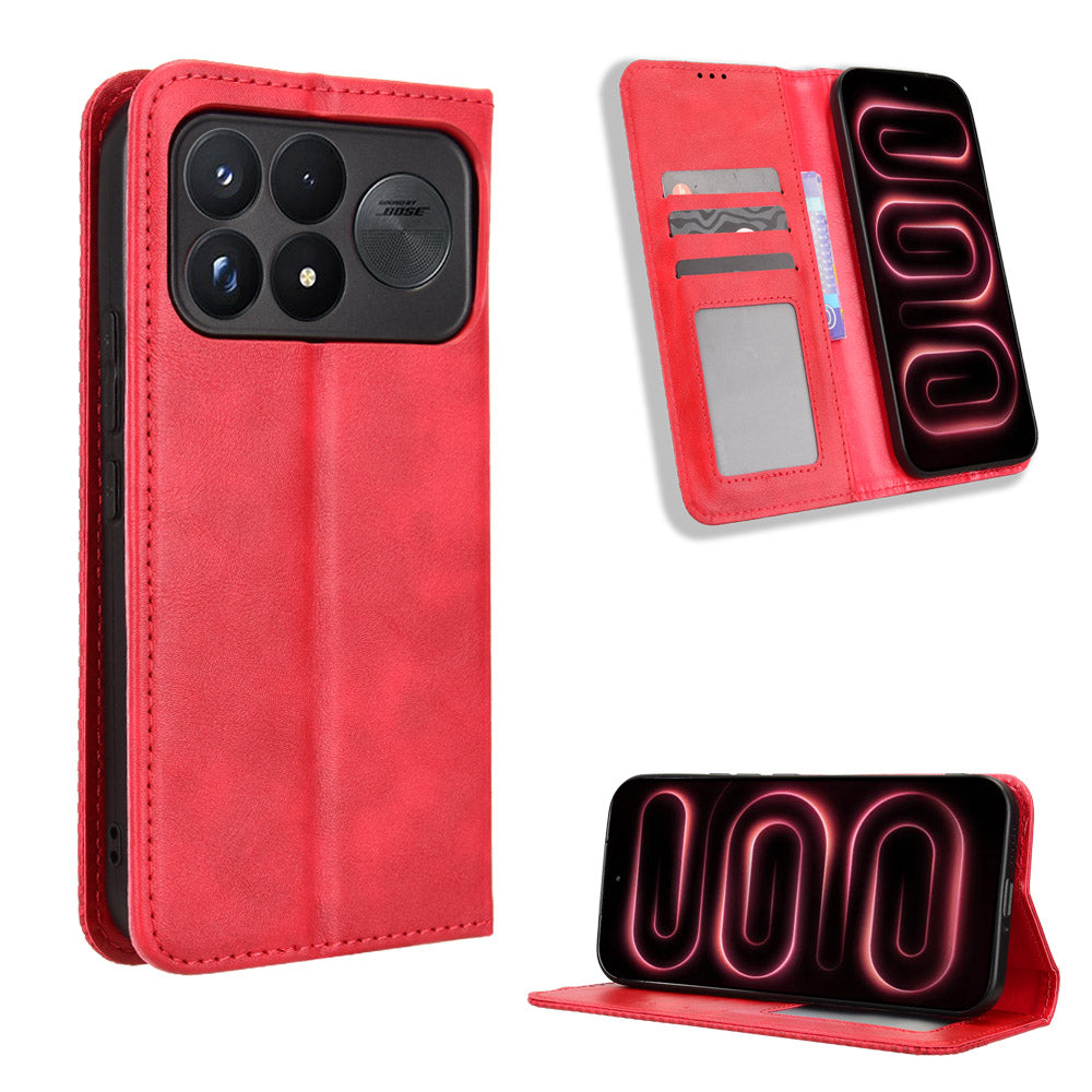Xiaomi Redmi K100 Pro Max 5G (Kina) / Xiaomi Poco F9 Ultra 5G Läderfodral Plånboksfodral Retro Textur mobilskal
