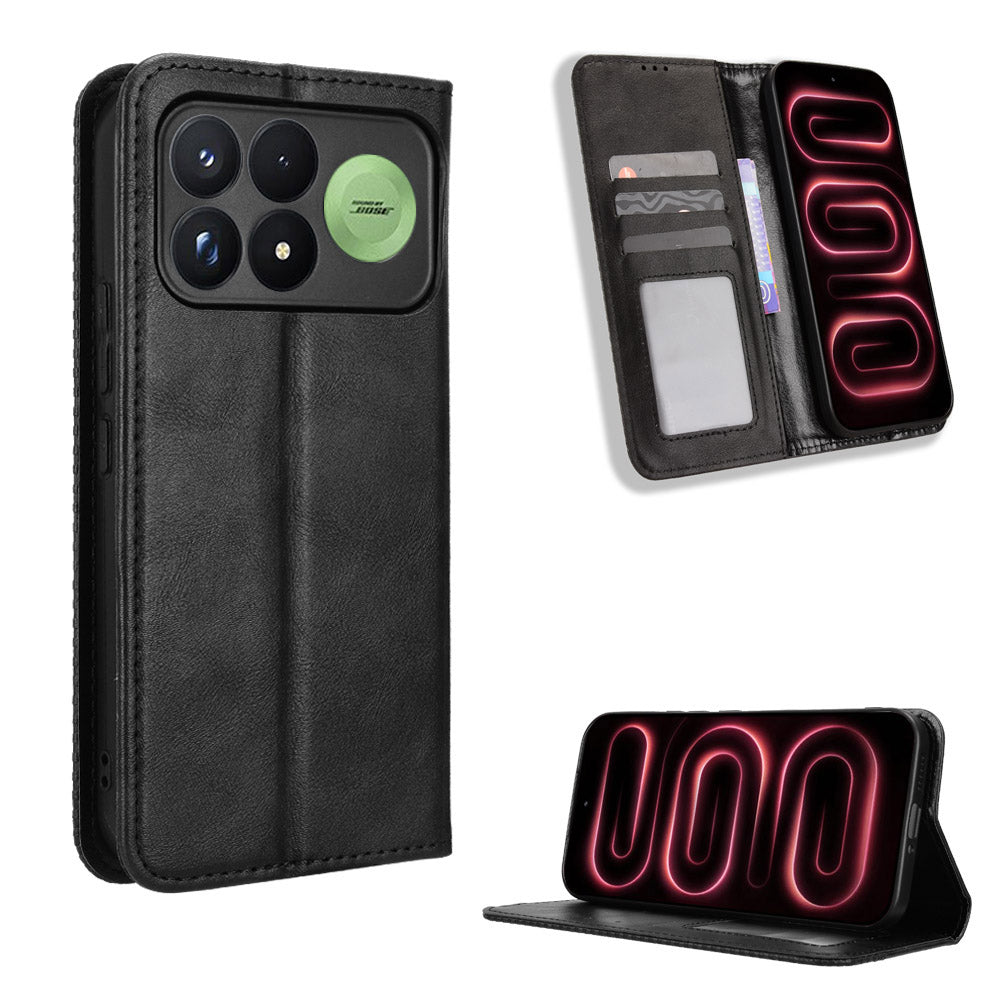 For Xiaomi Redmi K100 Pro 5G / Xiaomi Poco F9 Pro 5G Leather Case Wallet Stand Retro Texture Phone Cover
