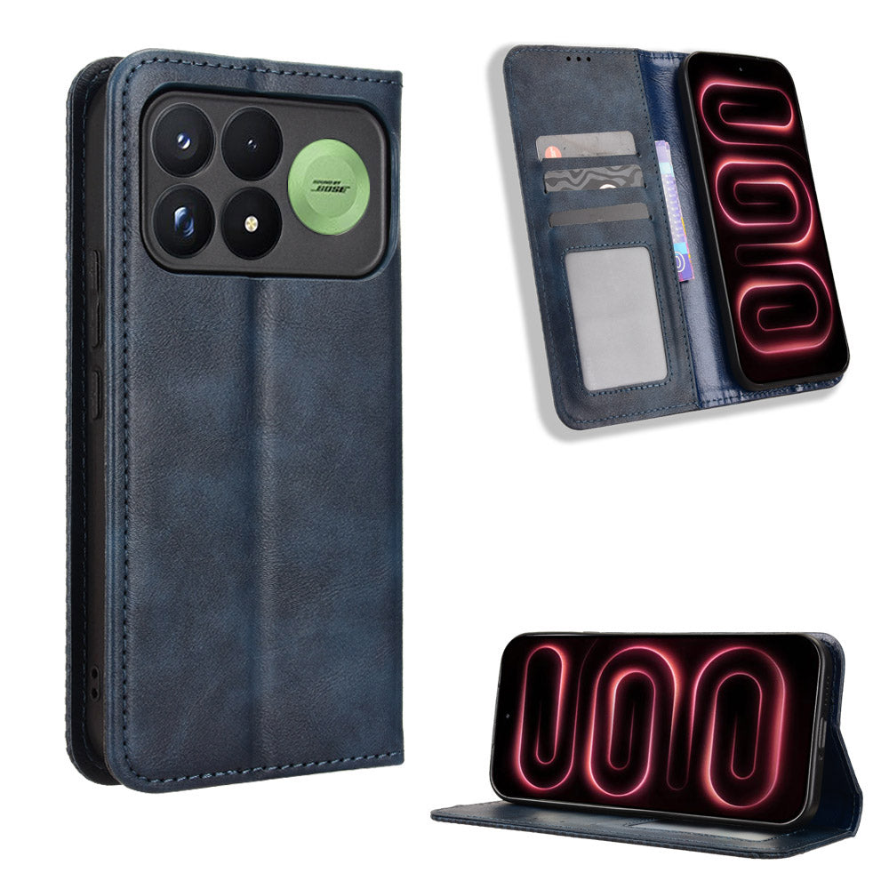 For Xiaomi Redmi K100 Pro 5G / Xiaomi Poco F9 Pro 5G Leather Case Wallet Stand Retro Texture Phone Cover