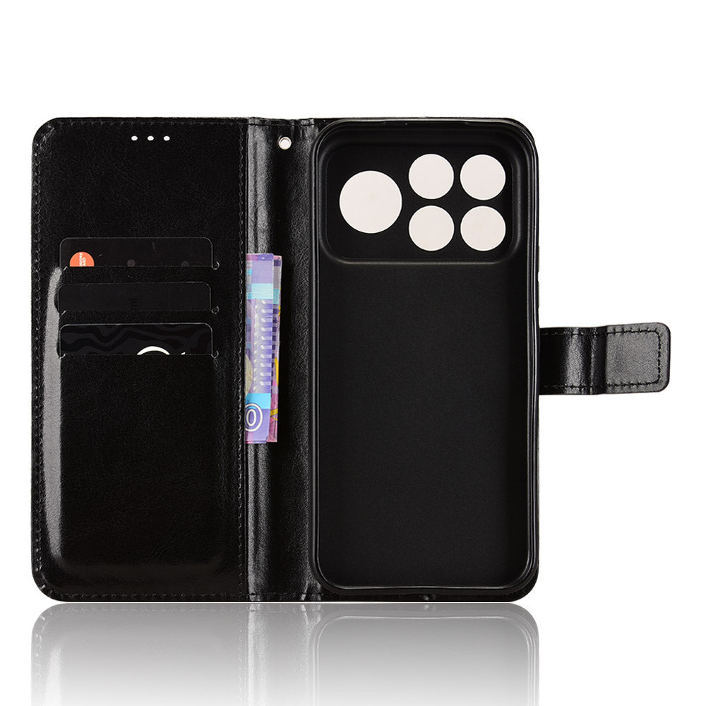 For Xiaomi Redmi K100 Pro Max 5G (China) / Xiaomi Poco F9 Ultra 5G PU Leather Case with Strap Crazy Horse Texture Phone Wallet Cover