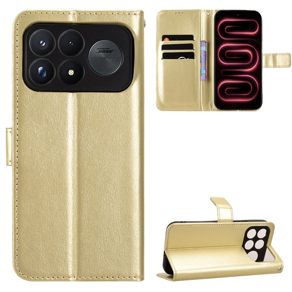 For Xiaomi Redmi K100 Pro Max 5G (China) / Xiaomi Poco F9 Ultra 5G PU Leather Case with Strap Crazy Horse Texture Phone Wallet Cover