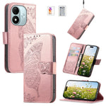 Wallet Case for Xiaomi Redmi Note 17 4G (Global) / Note 17 (India / China) 5G / Note 17 5G (Global) , Butterfly Pattern PU Leather Phone Cover with Tempered Glass Screen Protector