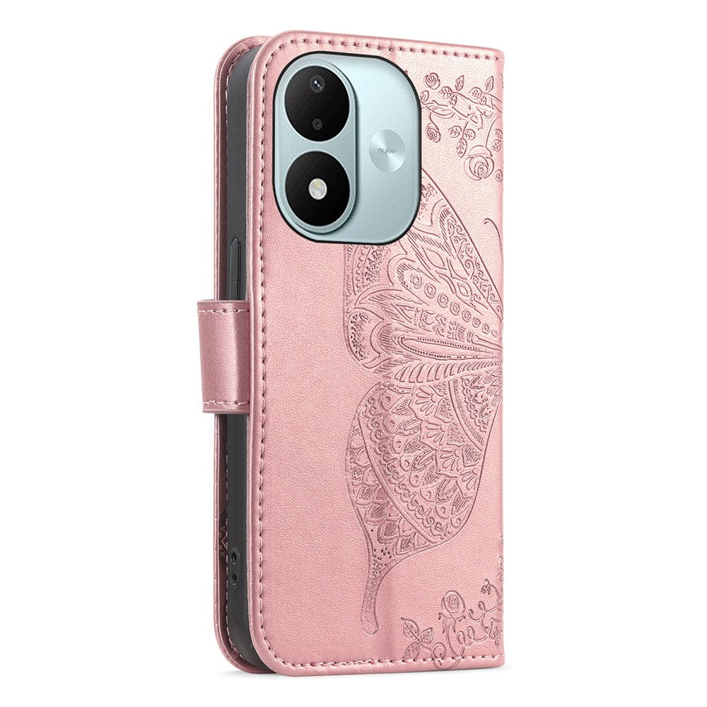 Wallet Case for Xiaomi Redmi Note 17 4G (Global) / Note 17 (India / China) 5G / Note 17 5G (Global) , Butterfly Pattern PU Leather Phone Cover with Tempered Glass Screen Protector