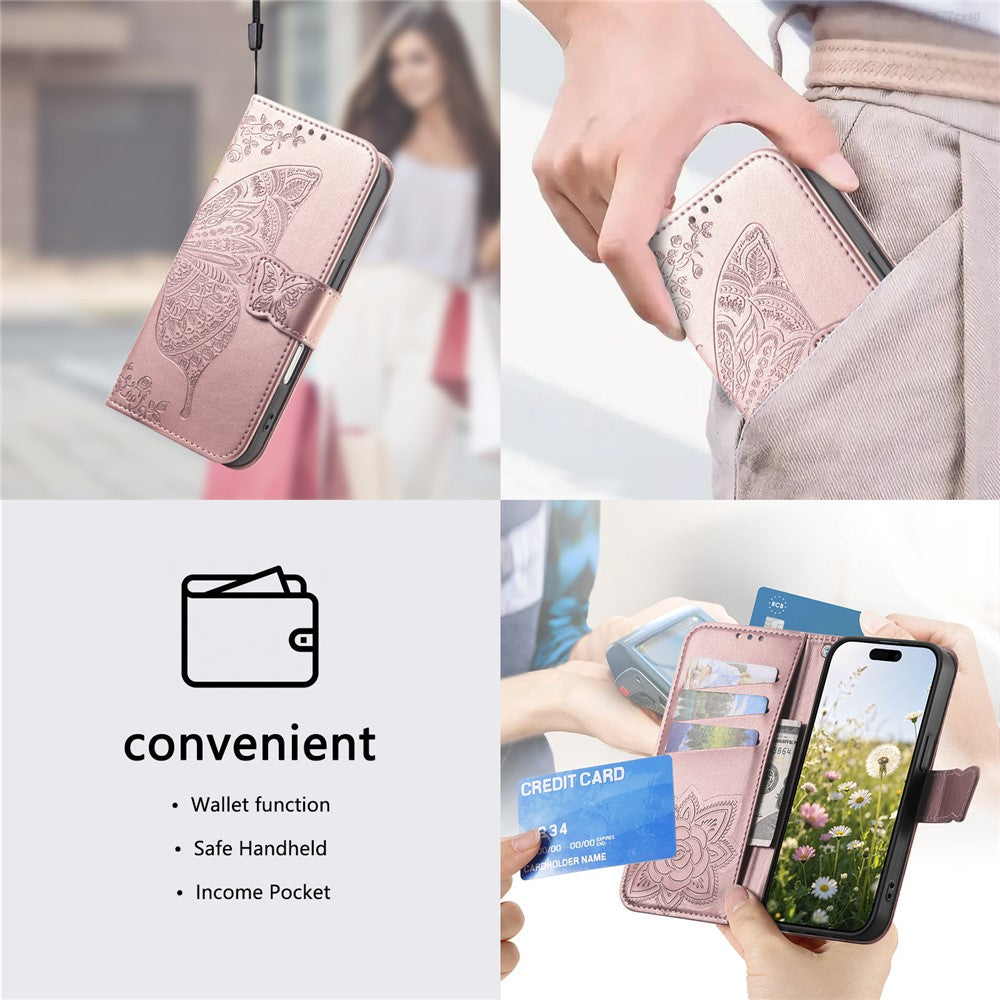 Wallet Case for Xiaomi Redmi Note 17 4G (Global) / Note 17 (India / China) 5G / Note 17 5G (Global) , Butterfly Pattern PU Leather Phone Cover with Tempered Glass Screen Protector
