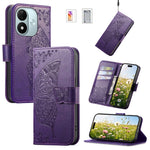 Wallet Case for Xiaomi Redmi Note 17 4G (Global) / Note 17 (India / China) 5G / Note 17 5G (Global) , Butterfly Pattern PU Leather Phone Cover with Tempered Glass Screen Protector