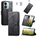 Wallet Case for Xiaomi Redmi Note 17 4G (Global) / Note 17 (India / China) 5G / Note 17 5G (Global) , Butterfly Pattern PU Leather Phone Cover with Tempered Glass Screen Protector