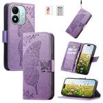 Wallet Case for Xiaomi Redmi Note 17 4G (Global) / Note 17 (India / China) 5G / Note 17 5G (Global) , Butterfly Pattern PU Leather Phone Cover with Tempered Glass Screen Protector