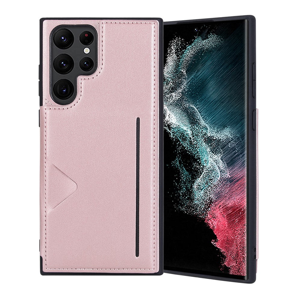 HANMAN Mika-serien för Samsung Galaxy S25 Ultra-skal med korthållare i PU-läder + TPU-bakstycke