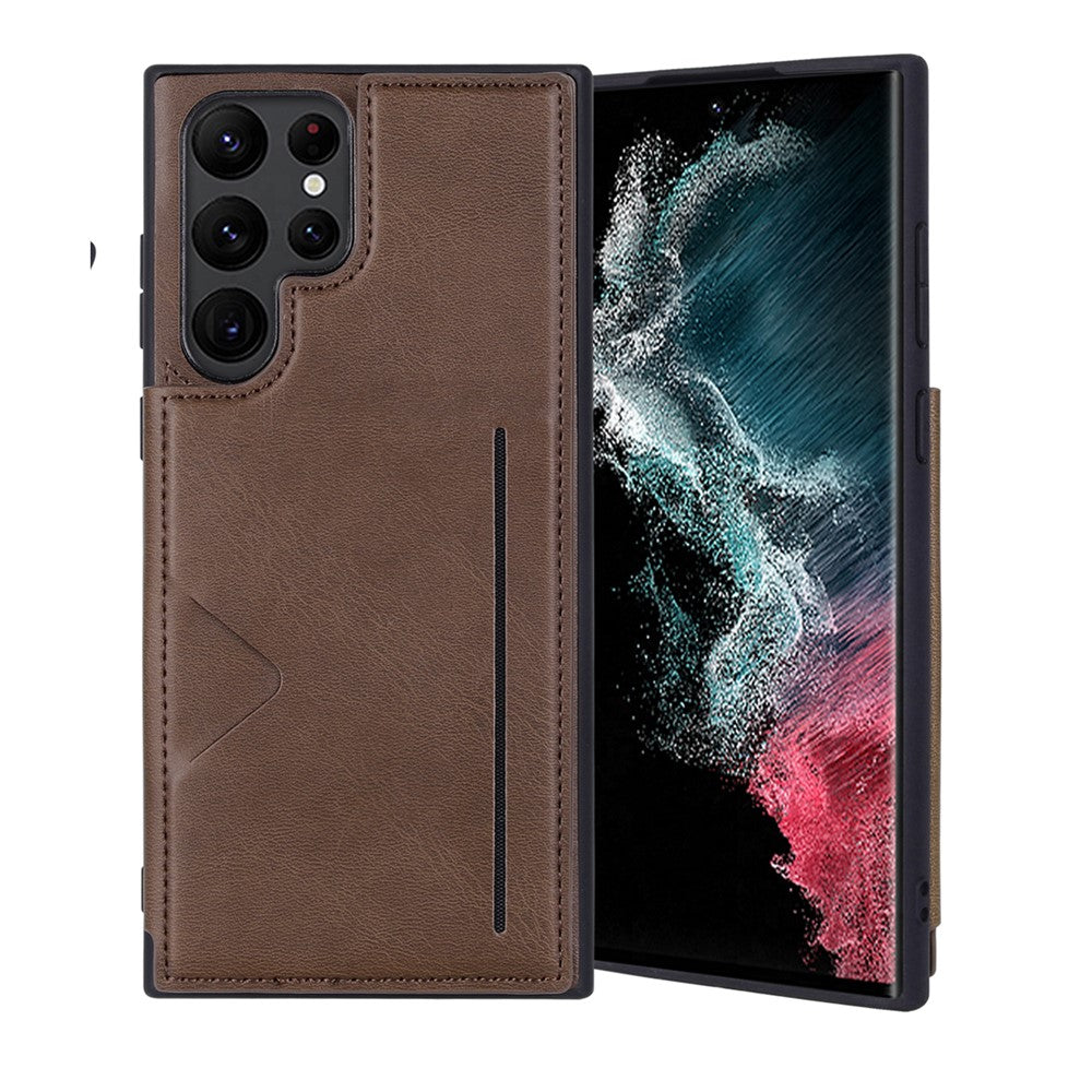 HANMAN Mika-serien för Samsung Galaxy S25 Ultra-skal med korthållare i PU-läder + TPU-bakstycke
