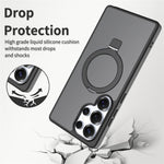 For Samsung Galaxy S25 Ultra Case Magnetic Kickstand PC + TPU Matte Finish Shockproof Phone Protective Cover