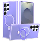 For Samsung Galaxy S25 Ultra Case Magnetic Kickstand PC + TPU Matte Finish Shockproof Phone Protective Cover