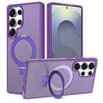 For Samsung Galaxy S25 Ultra Case Magnetic Kickstand PC + TPU Matte Finish Shockproof Phone Protective Cover