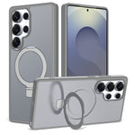 For Samsung Galaxy S25 Ultra Case Magnetic Kickstand PC + TPU Matte Finish Shockproof Phone Protective Cover