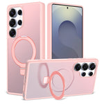 For Samsung Galaxy S25 Ultra Case Magnetic Kickstand PC + TPU Matte Finish Shockproof Phone Protective Cover